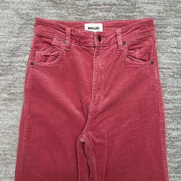 Rolla's Pants Womens 27 Pink Eastcoast Flare High Rise Corduroy Boho Bell Bottom - Picture 2 of 13